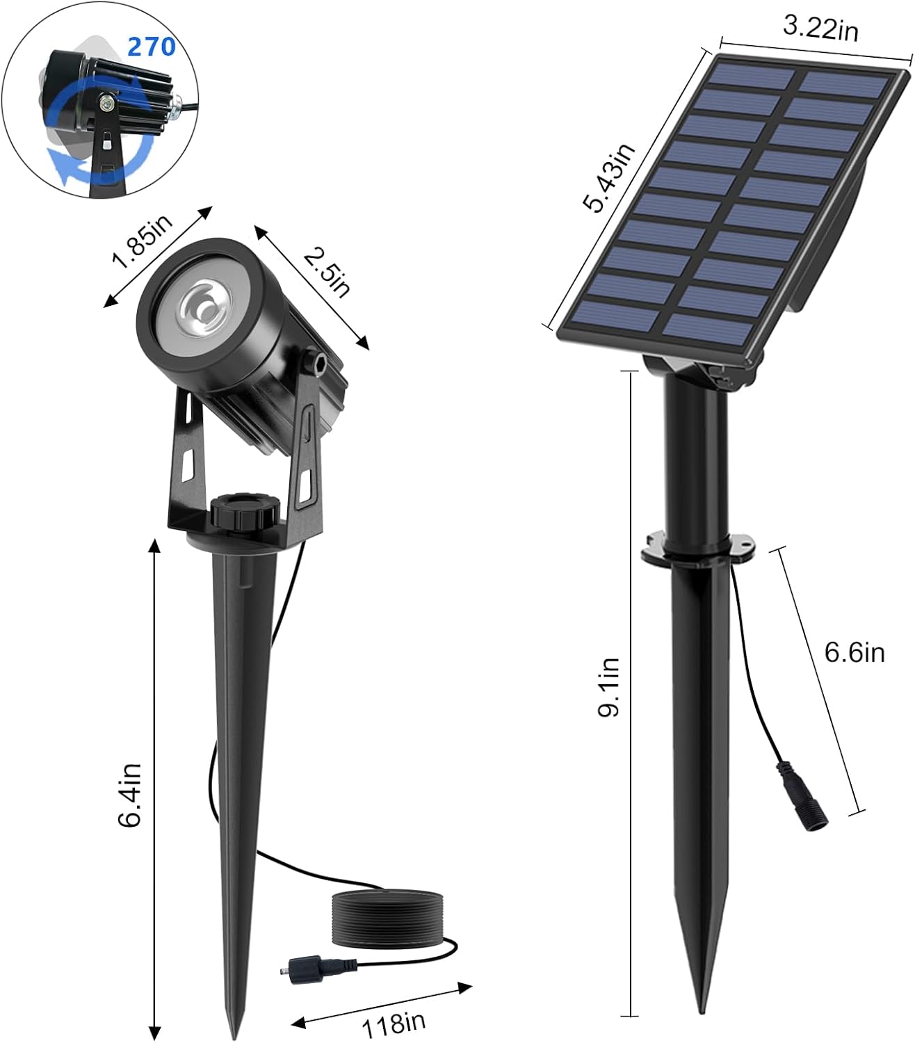 T-SUN Color Changing Solar Lights for Outside,Solar Spot Lights Outdoor Waterproof, Dual Head LED Landscape Spotlights for Garden, Pond, Yard, Trees, Pathway(RGB)