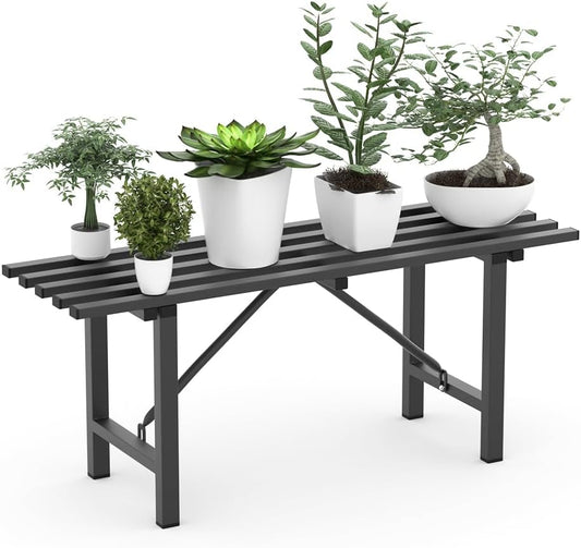 Premium Aluminum Plant Stand - Home Decor & Outdoor Garden Solution with 300 LBS Capacity, L37.8 x W11.4 x H13.8 inch