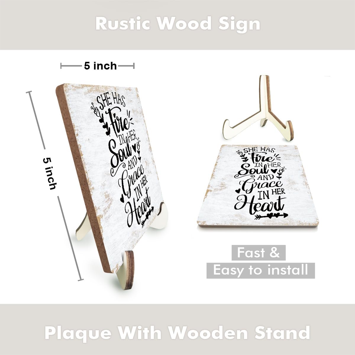 Motivational Wood Sign Rustic Desk Decor Home Bathroom Office Decor Work Table Desk Accessories Decorative Christian Religious Bible Verse Faith Decorations Office Supplies for Desk Cubicle Decor