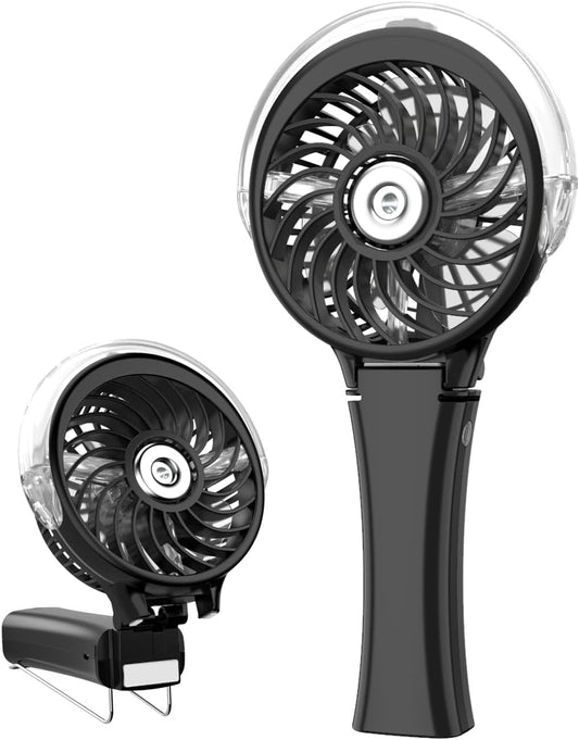 HandFan Upgraded Handheld Misting Fan, Portable Mister Fan, Personal Spray Water Mist Fans Rechargeable, Foldable Electric Mini Fans for Summer Beach Travel Makeup Concerts, Gifts for Women(Black)