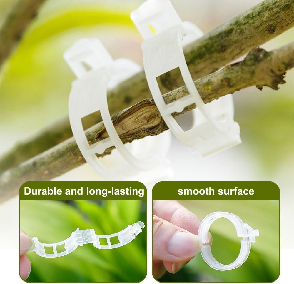 50 PCS Secured Plastic Plant Clip, Plant Support Clips, Garden Clips for Climbing Plants, Plastic Trellis Clips Plant Support Clips Tomato Grape Vine Vegetables Plant Fixing Clips (50, White)