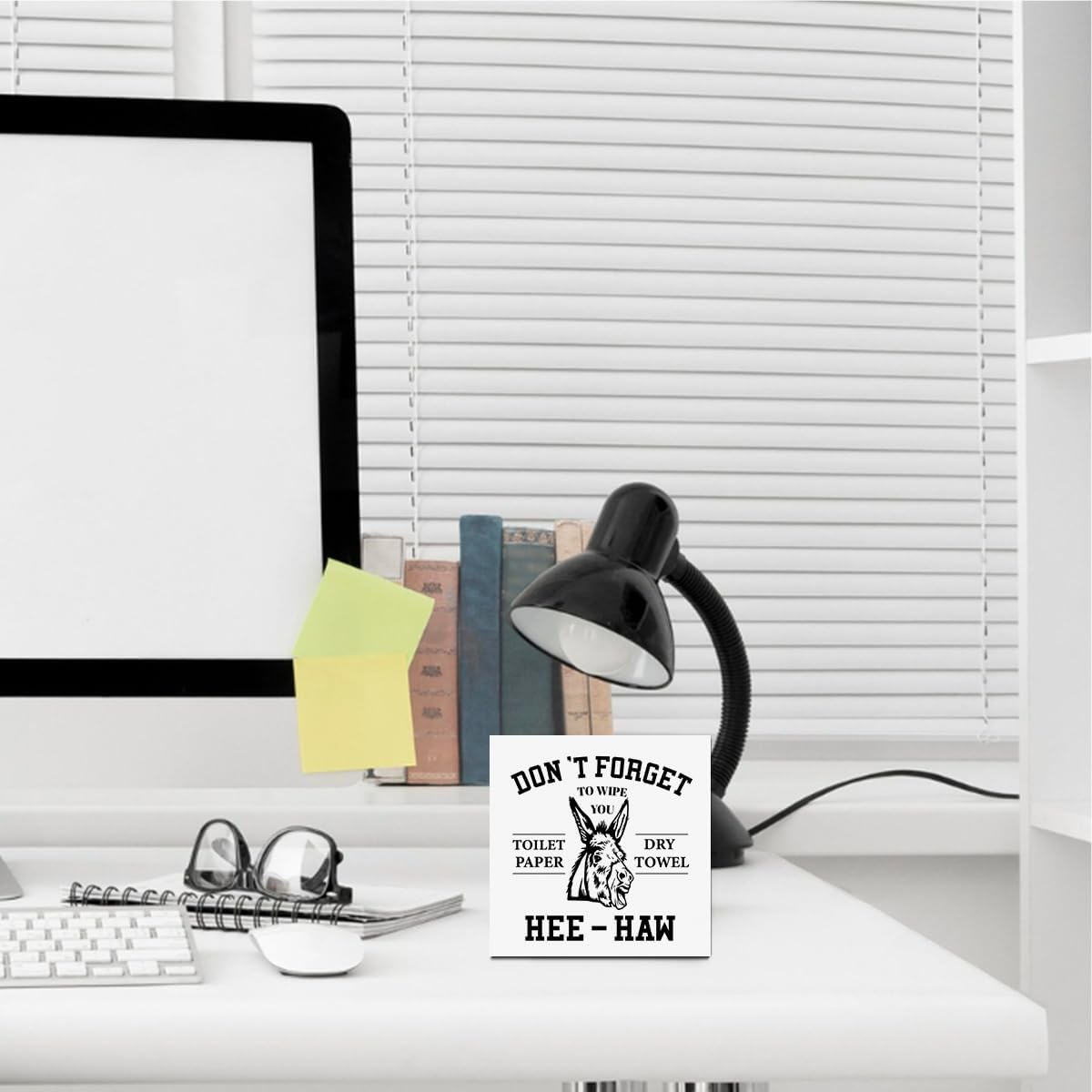 Funny Bathroom Signs Wooden Box Sign, Donkey Humorous wooden Signs, Don't Forget to Wipe Your Toilet Paper, Funny Bathroom Decor for Home Desk Shelf Tabletop Toilet