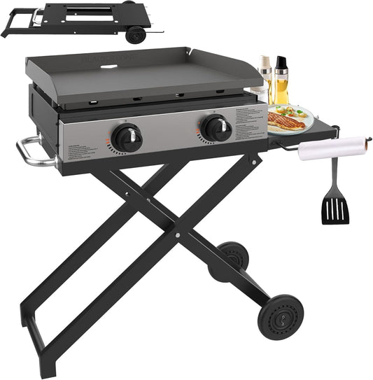 KEESHA Foldable Grill Stand for Blackstone 22'' and 17'' Griddle 1814 1971 1832 1666 1840, Portable Grill Cart Table for Outdoor and Indoor with Wheels