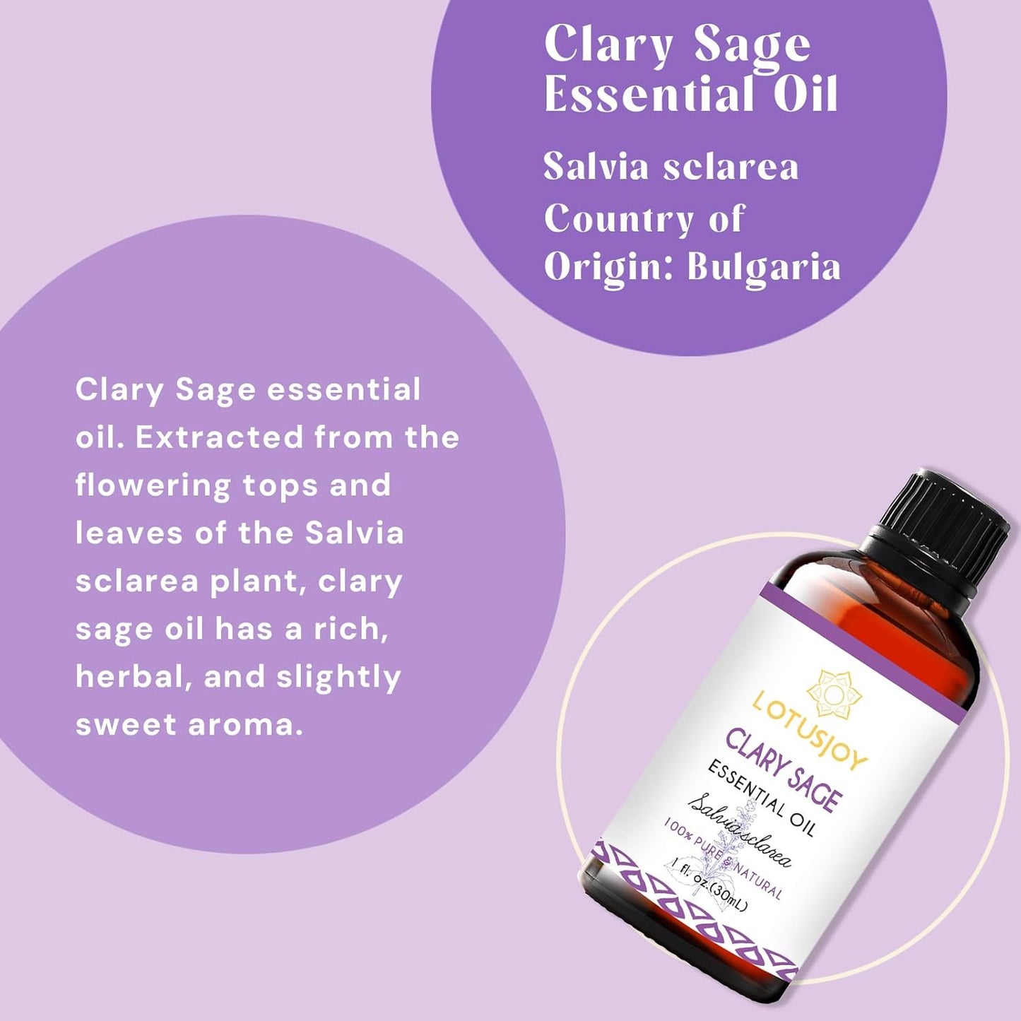 Clary Sage Oil Essential Oil 1 Oz, 100 Pure Natural Sage Essential Oil for Diffuser Skin Hair