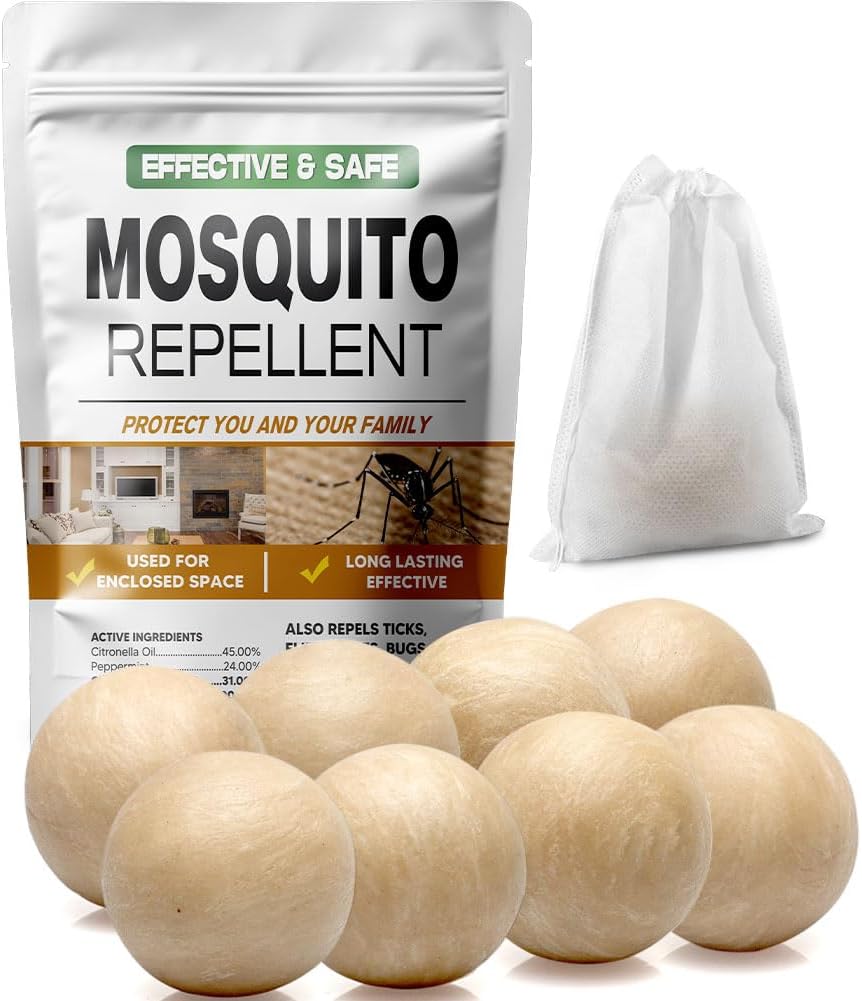 Mosquito Repellent Outdoor Patio, Mosquitoes Deterrent for Yard, Mosquito Repellent Ball, Indoor Mosquito Control, Keep Mosquito Away, Repellant Mosquito for Room/Front Door/Camping Safely-8P