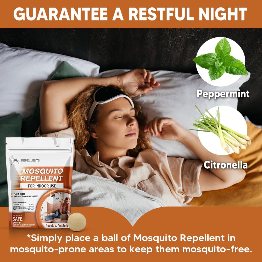 Mosquito Repellent Outdoor Patio, Mosquito Repellents Indoors, Natural Mosquito Repellent Balls, Mosquitoes Repellant for Yard/Camping, Mosquito Deterrent,120 ft² and 60-90 Days-8P
