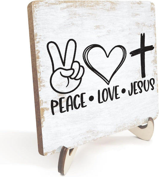 Inspirational Wood Sign Rustic Desk Decor Home Farmhouse Office Work Table Desk Accessories Decorative Christian Religious Bible Verse Faith Decorations Office Supplies Living Room Cubicle Decor
