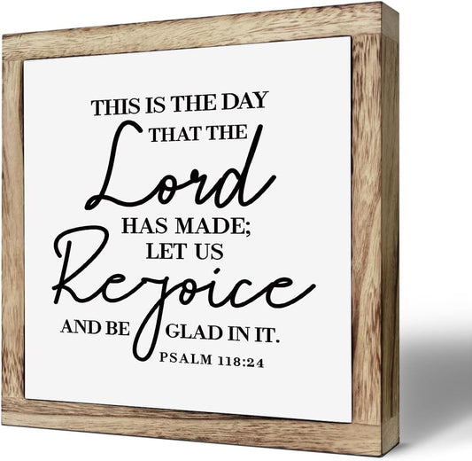 Scripture Sign, This is The Day That The Lord has Made Sign, Wooden Plaques Box Signs, Christian Wood Sign, Bible Verse Decor, Table Shelf Decoration, Psalm 118:24 Sign, Housewarming Gift