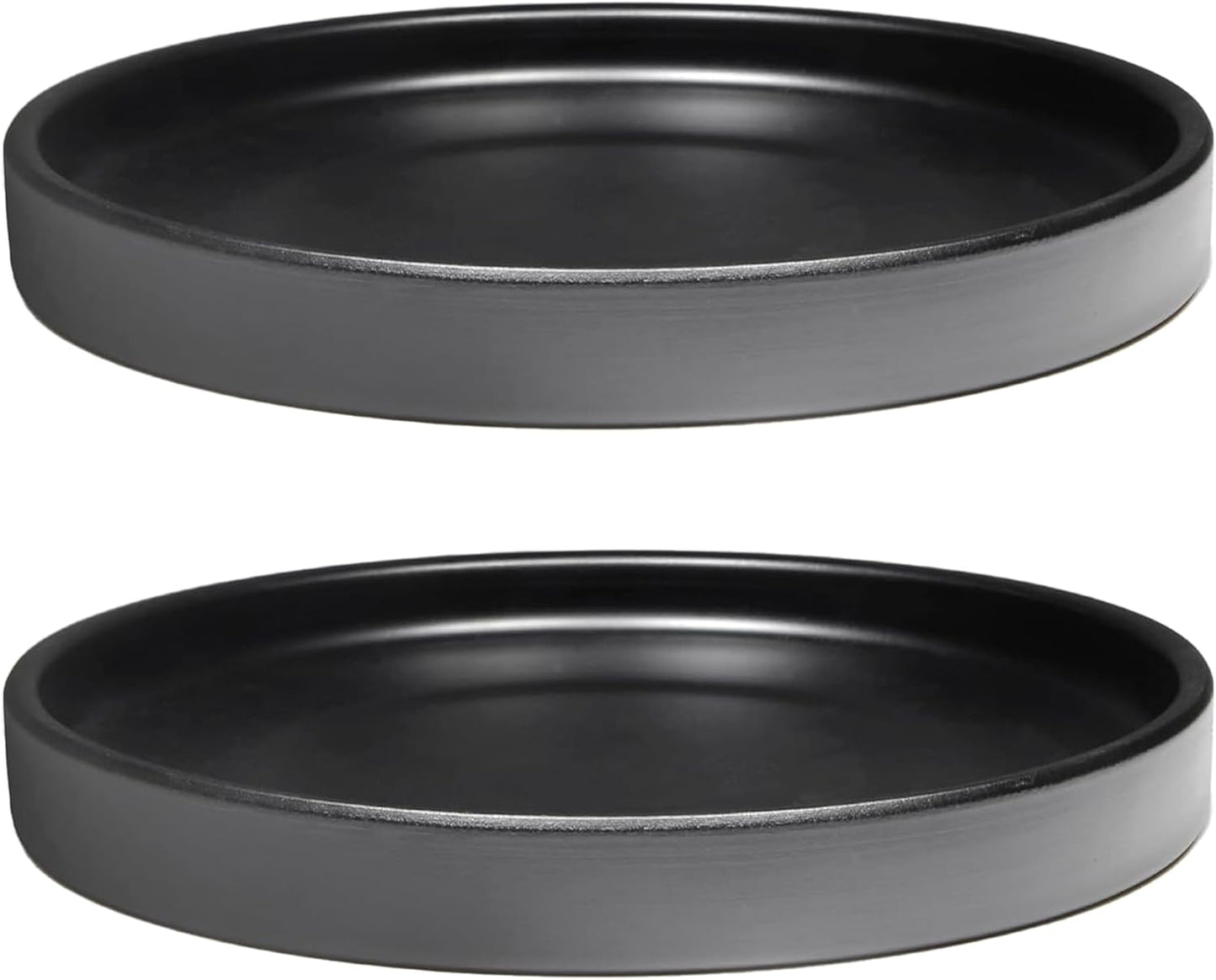 2 Pack Ceramic Plant Saucer Pot Tray 6 Inch, Planter Saucers 4 5 6 7 8 9 10 11 12 13 Inch for Indoors Outdoor, Durable Sturdy Flower Drainage drip Water Tray for Glazed Pots Base (6.4 Inch-Black)