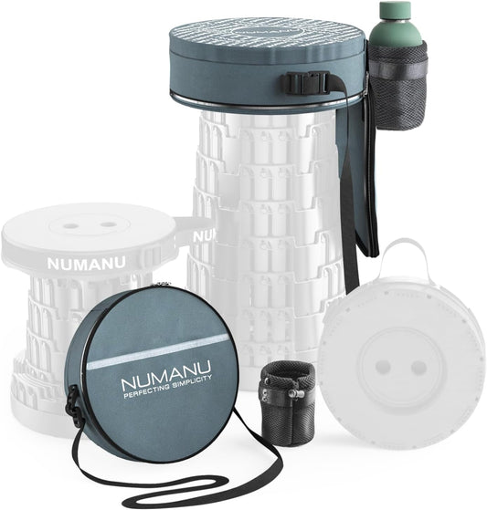 3-in-1 Multi-Feature Round Cushioned Carry Bag for 18" Collapsible Stool (Round Shape) - Front Pocket, Drink Holder, Built-in Seat Pad (NO Stool Included)