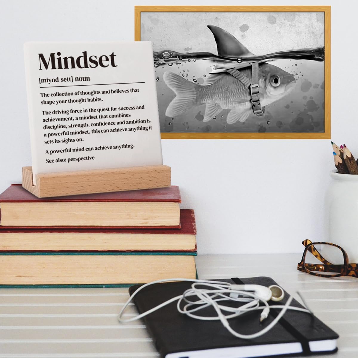 Inspirational Mindset Gifts for Coworker Friends, Motivational Mindset Gifts for Coworkers Colleague Team Student Friends, Self-improvement Reminder Positive Mindset Quotes Decor Ceramic Plaques