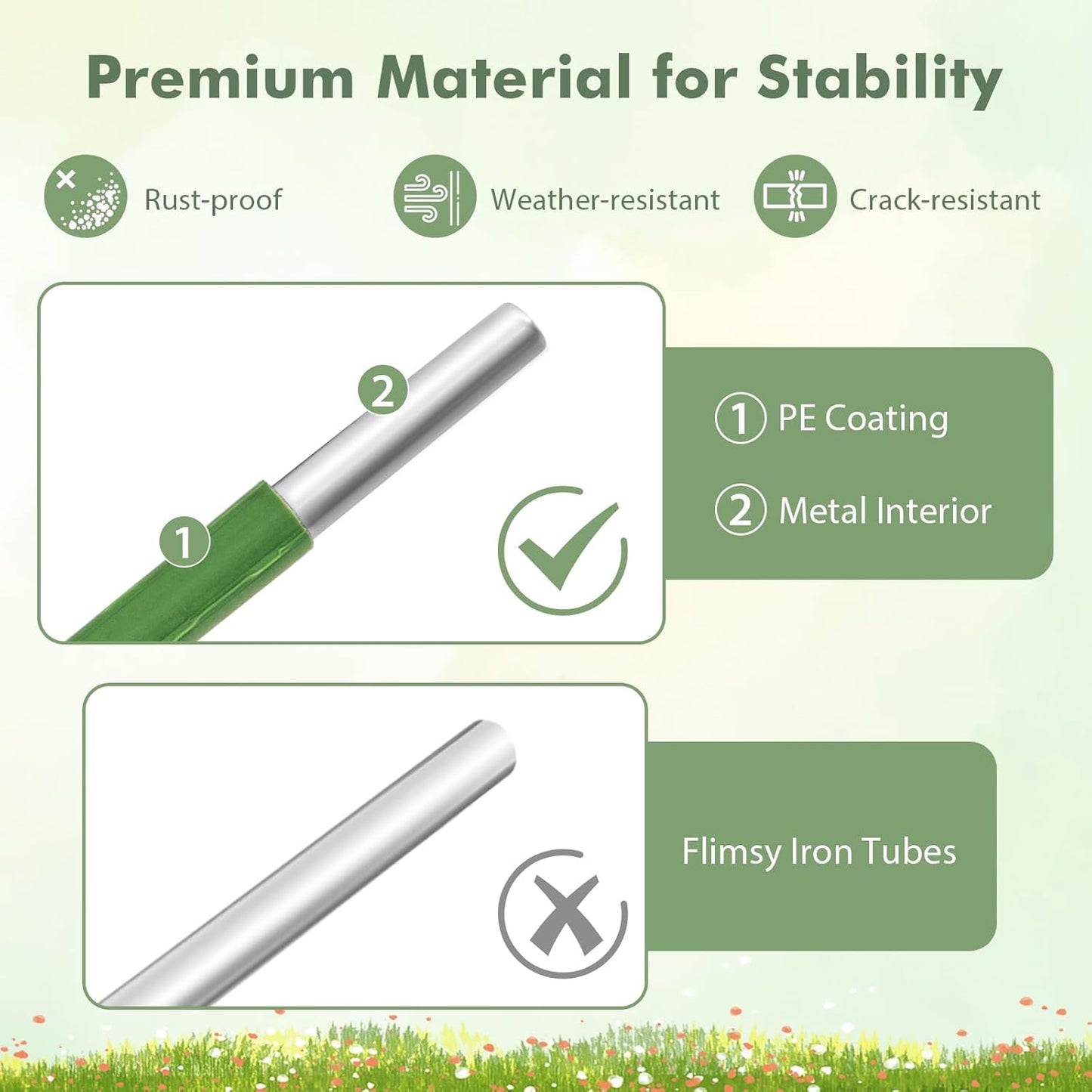 57" Tomato Caga, 2 Pack Tall Plant Support Cage with Adjustable Heights & Bud-Shaped Top, Rustproof Metal Trellis for Potted Plant, Tomato, Climbing Plant & Flower