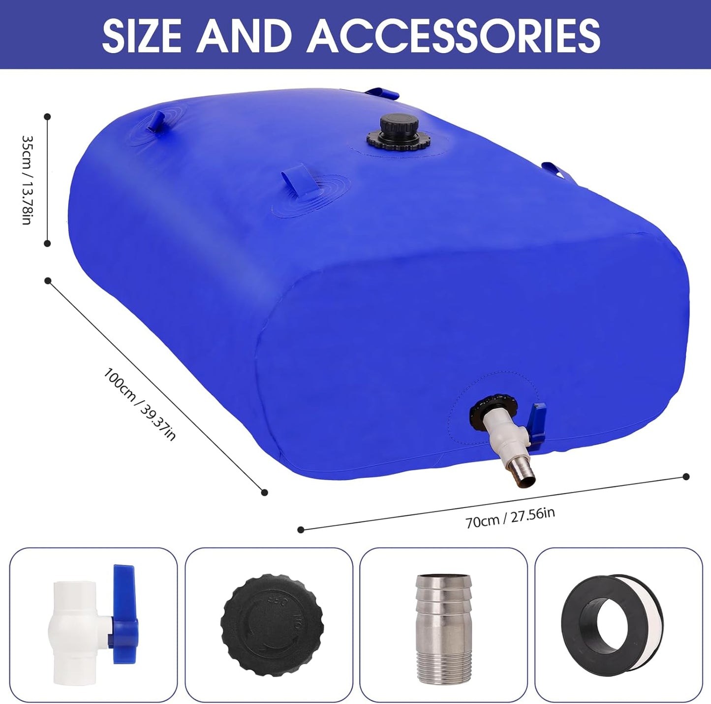 240L/63gal Foldable Water Bladder Storage Container - Large Capacity Soft Water Bag for Drought Resistance, Fire Prevention, and Emergency Water