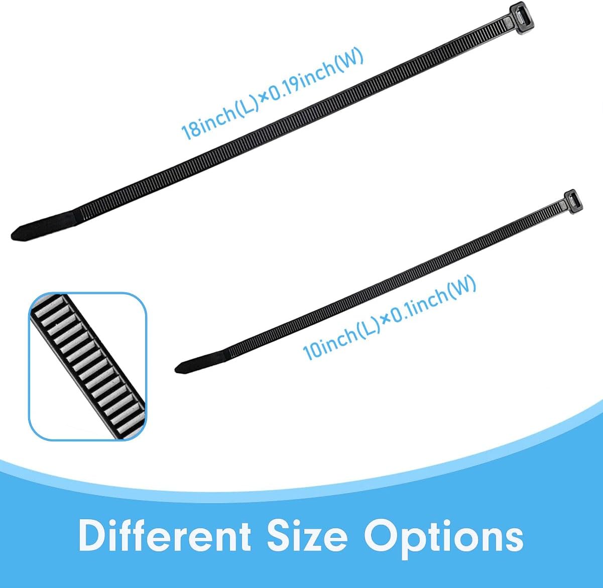 10 Inch Zip Cable Ties (100 Pack), Heavy Duty Cable Ties with 150lbs Tensile Strength, Multi-Purpose Adjustable Black Zip Ties, UV Resistant Indoor and Outdoor for Home, Office, Workshop