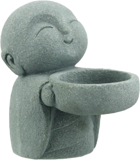 Buddha Sandstone Statues, Zen Monk Praying Statue Sculptures Ornament for Wealth Good Luck Feng Shui Decor Home Office Car Decoration(Jizo Monk)