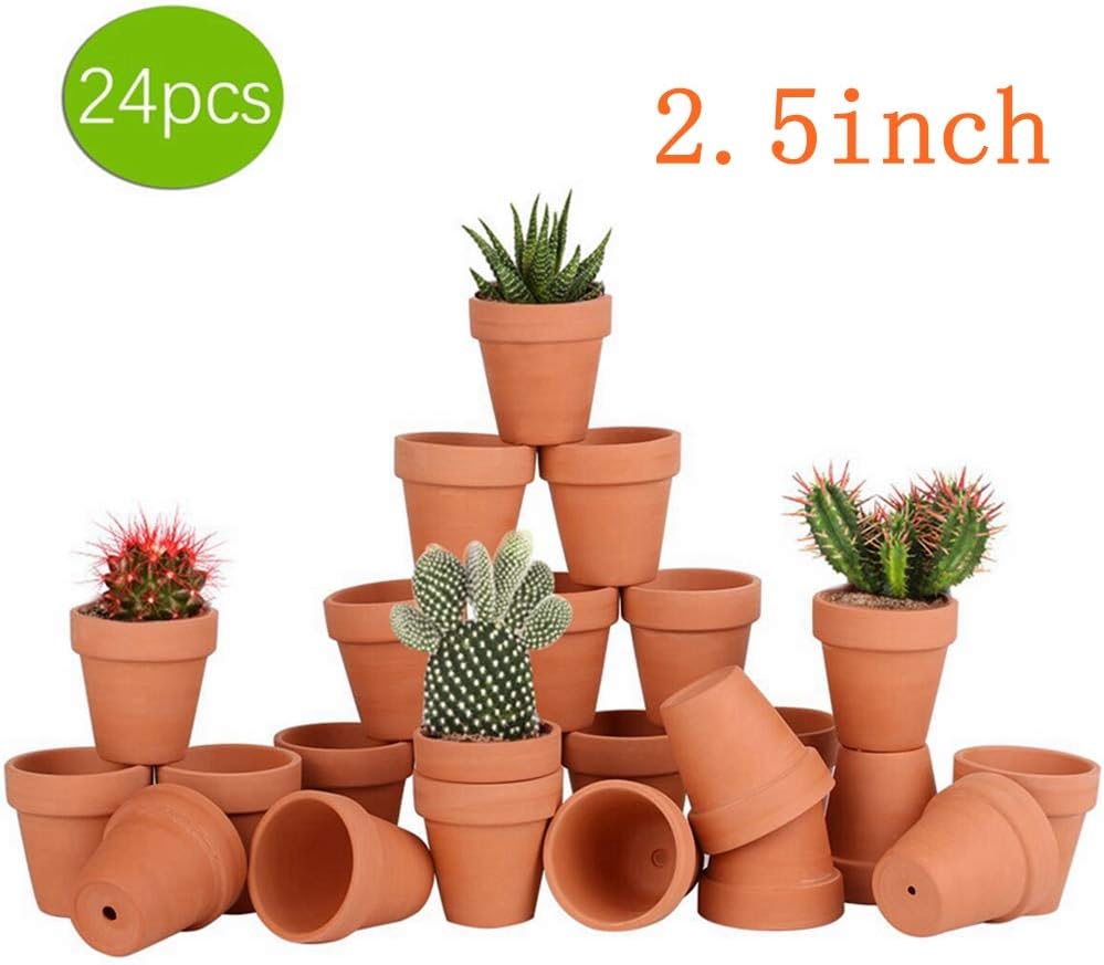 24pcs Mini Clay Pots, 2.5'' Terracotta Pottery Planters, Cactus Flower Succulents Nursery Pots, with Drainage Hole, for Indoor/Outdoor