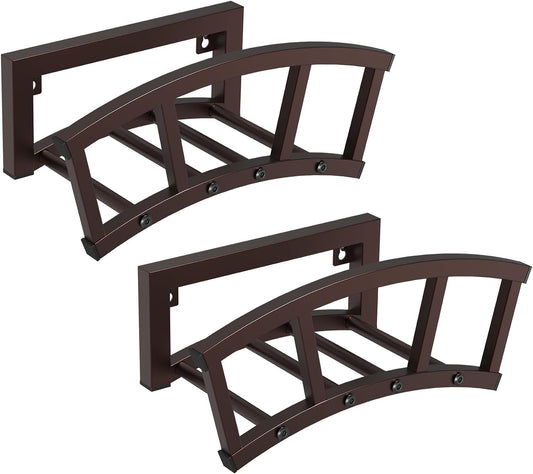 2 Pack Garden Hose Holder Wall Mounted, Outdoor Heavy Duty Metal Water Hose Holder Hanger Holds 125-ft Water Pipe, Sturdy Detachable Hose Storage Organizer Reel Rack for Outside Garden Lawn, Bronze