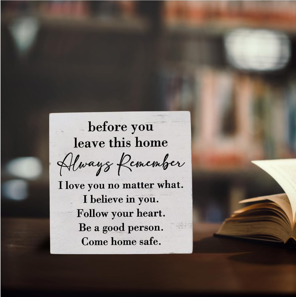 Inspirational Home Farmhouse Decor Desk Decor Wooden Box Sign Always Remember You are Braver Than You Think Rustic White Wood Block Plaque Box Sign for Women Family Friends Shelf Table Decoration