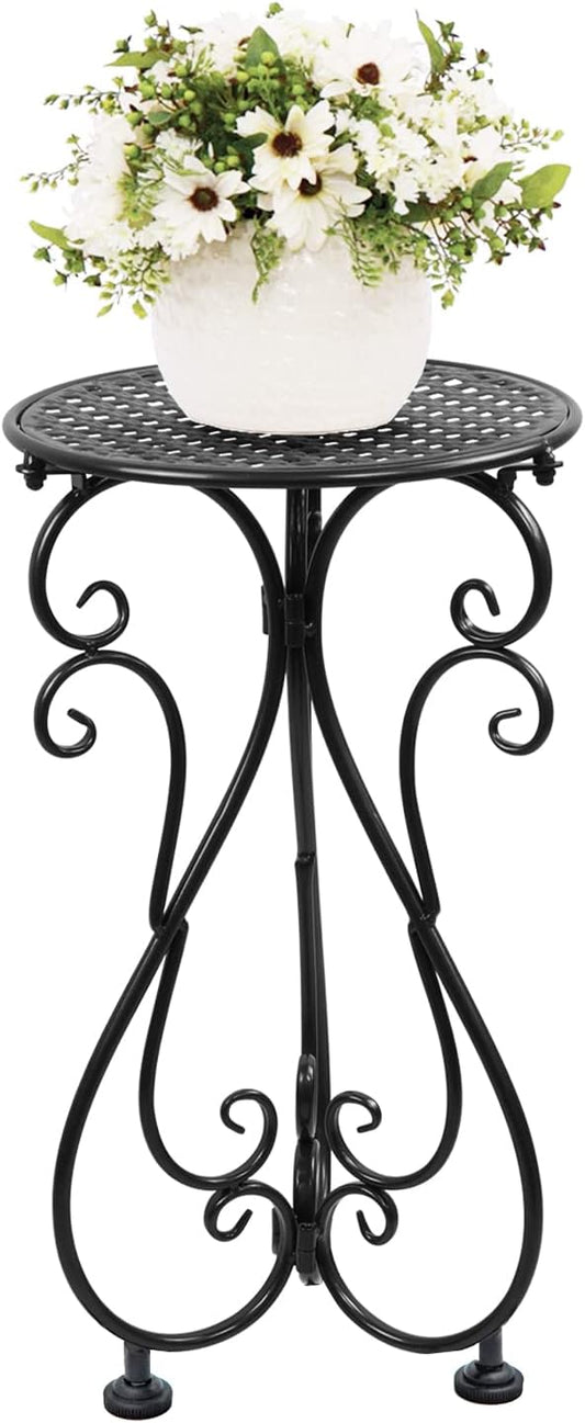Metal Plant Stand, Heavy Duty Flower Pot Stand 17" Tall, Single Planter Holder for Indoor, Outdoor, Garden, Patio, Porch, Balcony, Home Decor, Black(1 Pack)