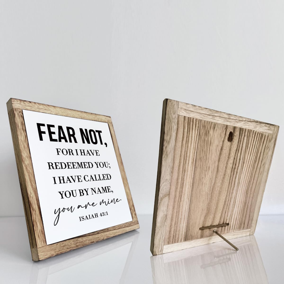 SUSZDOU Scripture Sign, Isaiah 43:1, Rustic Wooden Plaque, 9.8x9.8 Inch, Pine, Tabletop Decor