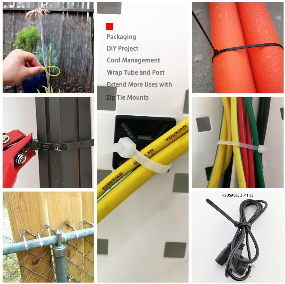 HS Clear Zip Ties 6 Inch Small (100 Pcs) 18 LBS Self Locking Zip Ties White Nylon Ties Thin,Strong and Durable