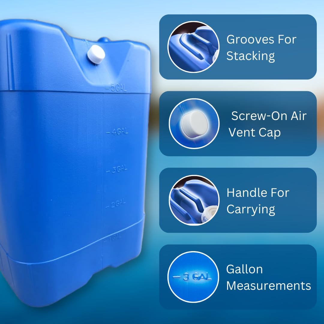 5-Gallon Stackable Water Storage Containers, w/Lids + Spigot, Easy Fill, Survial Supply, Emergency Water Storage for Camping and Disaster Preparedness, RV, Camping, 20 Gallon
