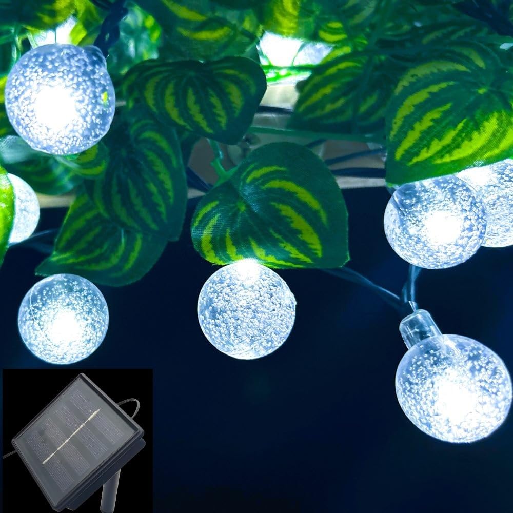 Solar String Lights Outdoor Waterproof, 36FT 60 LEDs 8 Modes Solar Fairy Crystal Globe Christmas String Lights for Holiday Party Gardens Backyard Wedding
