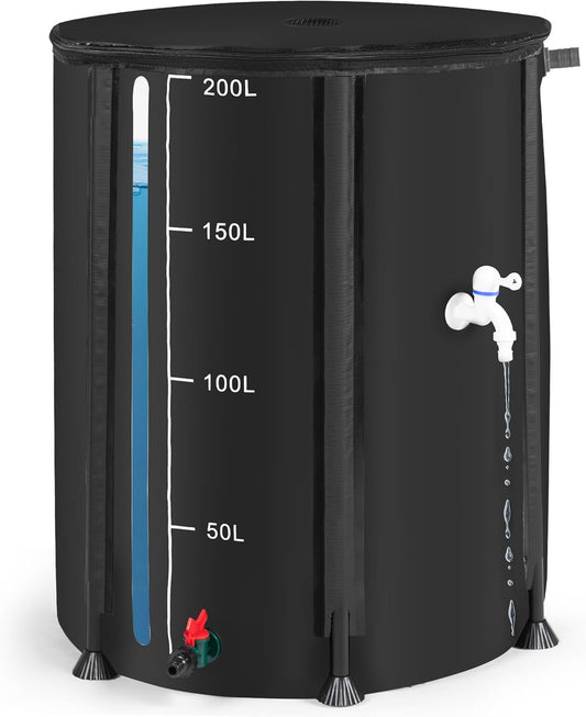 Collapsible Rain Barrel, Portable Rain Water Collection System Kit, 53 Gallon – Foldable Water Tank & Storage Reservoir with Spigot for Garden, Lawn, & Emergency Use