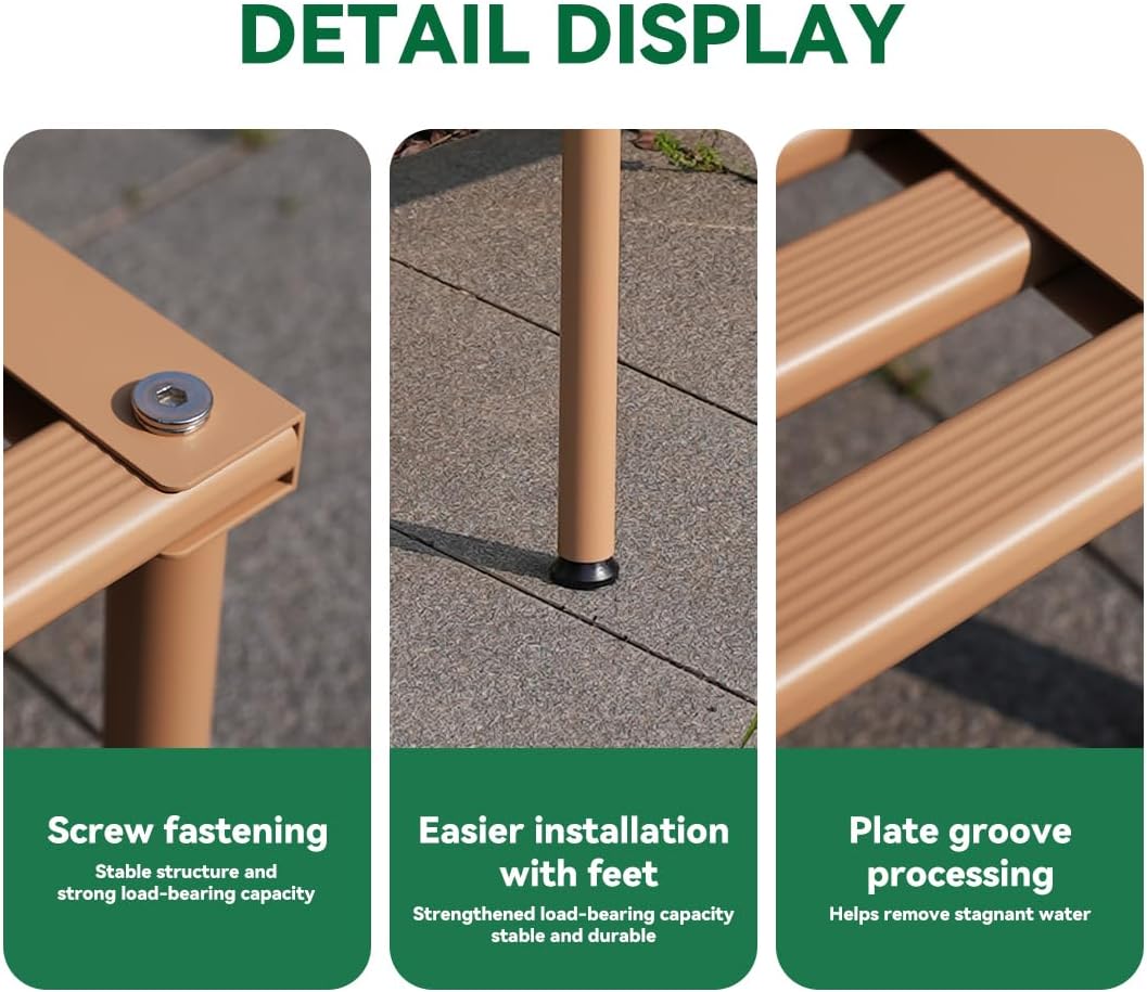 Metal Plant Stand, Rust-proof Aluminum Display Rack, Plants Display Stands Decoration Racks for Living Room Garden Balcony Patio (Wood Color, 42.5Inch Tall Leg)