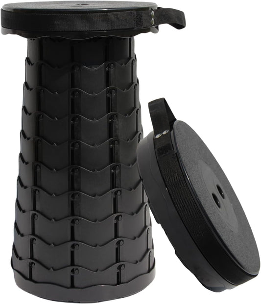 ALEVMOOM Upgraded Nylon Collapsible Stool with 500lbs Max Weight Portable Retractable Folding Telescoping Stools for Adults Chair for Outdoor Camping Fishing Hiking BBQ(Nylon Black)