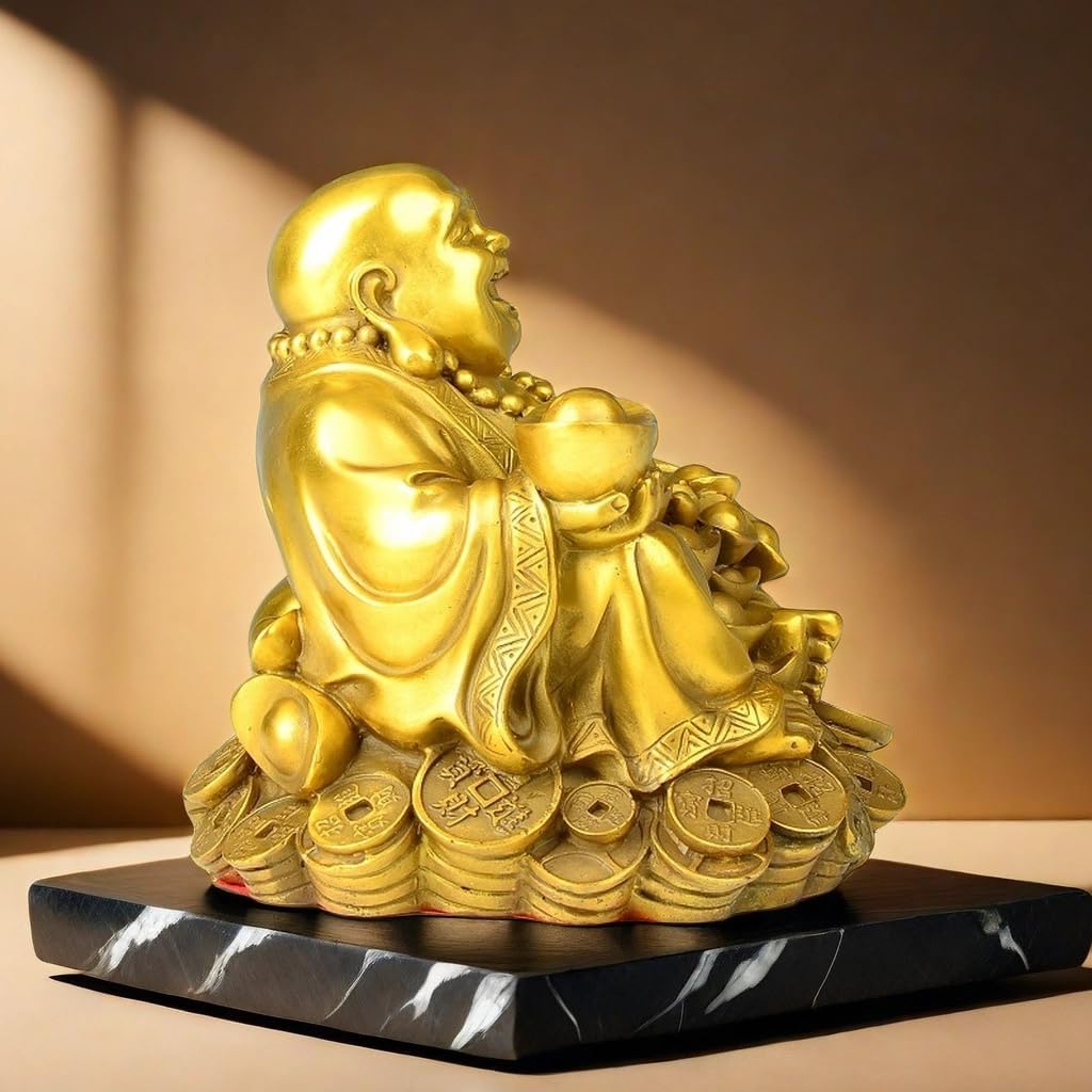 Golden Laughing Buddha Statue,New Home Decor, for Home,Room Decor Lucky and Happy,Zen Garden