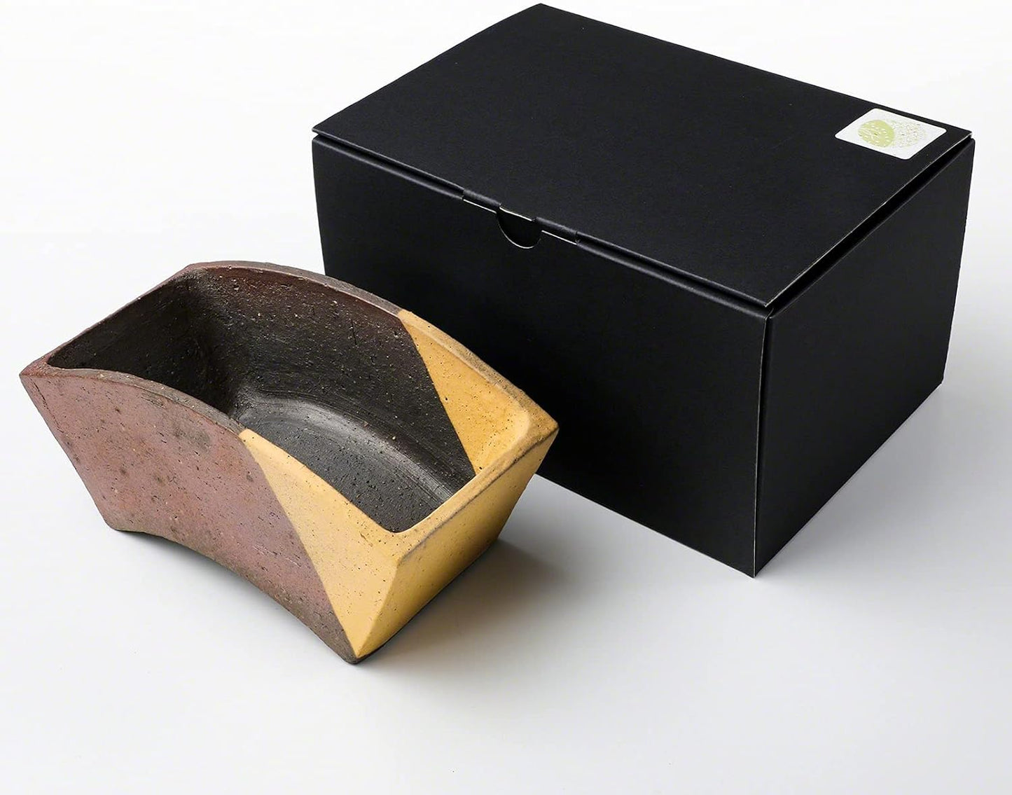 Wazakura Tokoname Series Handmade Fan Shaped Bonsai Pot with Drainage Holes 6.8 inch (174mm) Made in Japan, Artisan Ceramic Garden Container, Decorative Flower Planter - Fan Shape