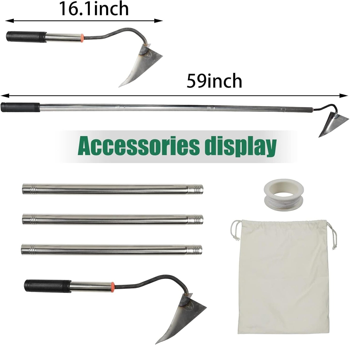 Hardened All-Steel Triangle Hand Plow Hoe for Backyard Weeding,Tough Welded Hoe, Loosening,Farm Planting,Dig a Hole，6-Inch Welded Steel Head, 54-Inch Stainless Steel Handle