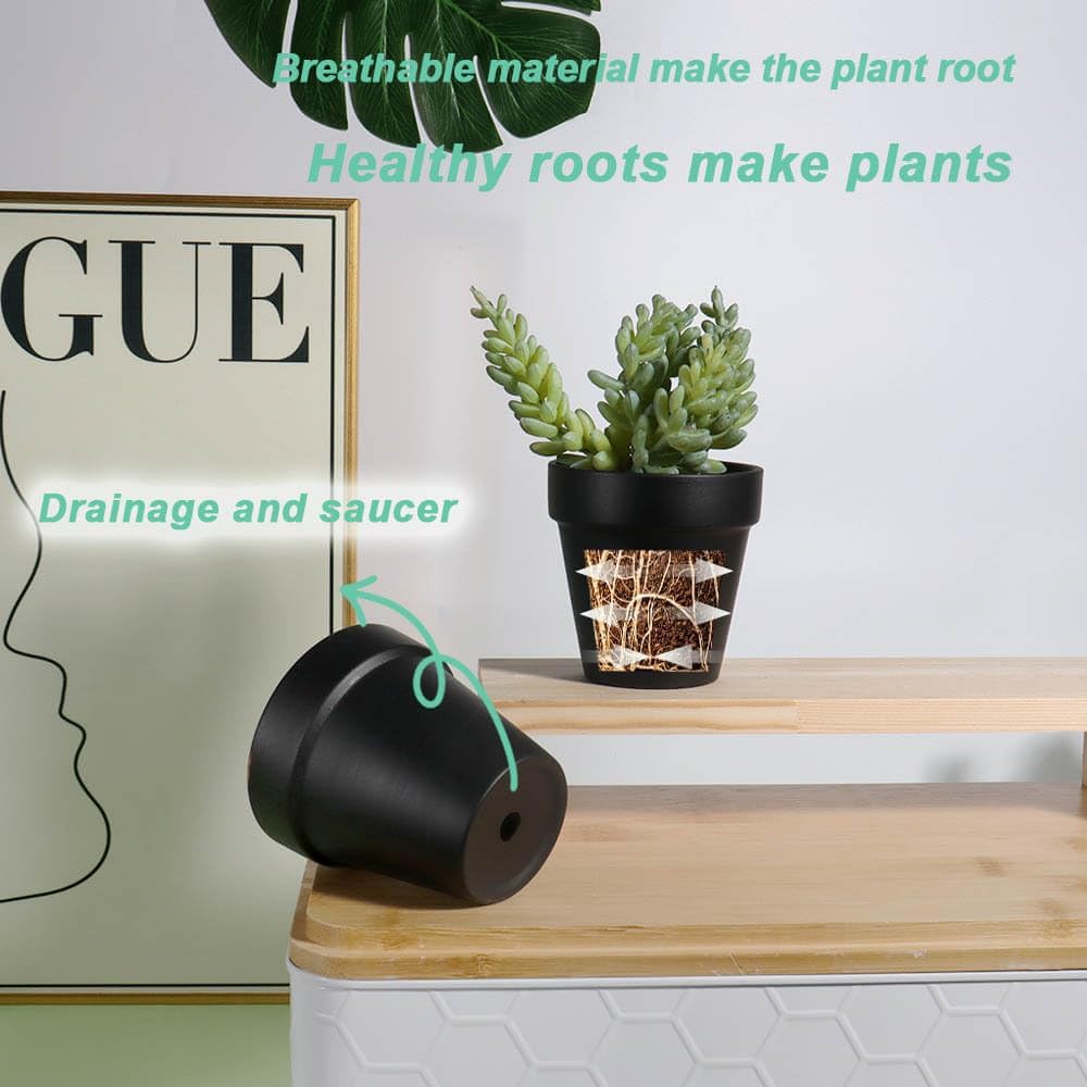 vensovo 3 Inch Black Terra Cotta & Terracotta Pots with Drainage - 20 Pack Clay Flowerpots, Succulent Nursery Planter Great for Plants, Crafts, Wedding Favor