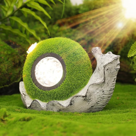 Solar Snail Garden Statue Lights for Outdoor Flocking Decor with Colorful Changing LED Figurine Lighting Resin Flocked Decorations for Patio Lawn Yard Housewarming Mom Wowen Gifts