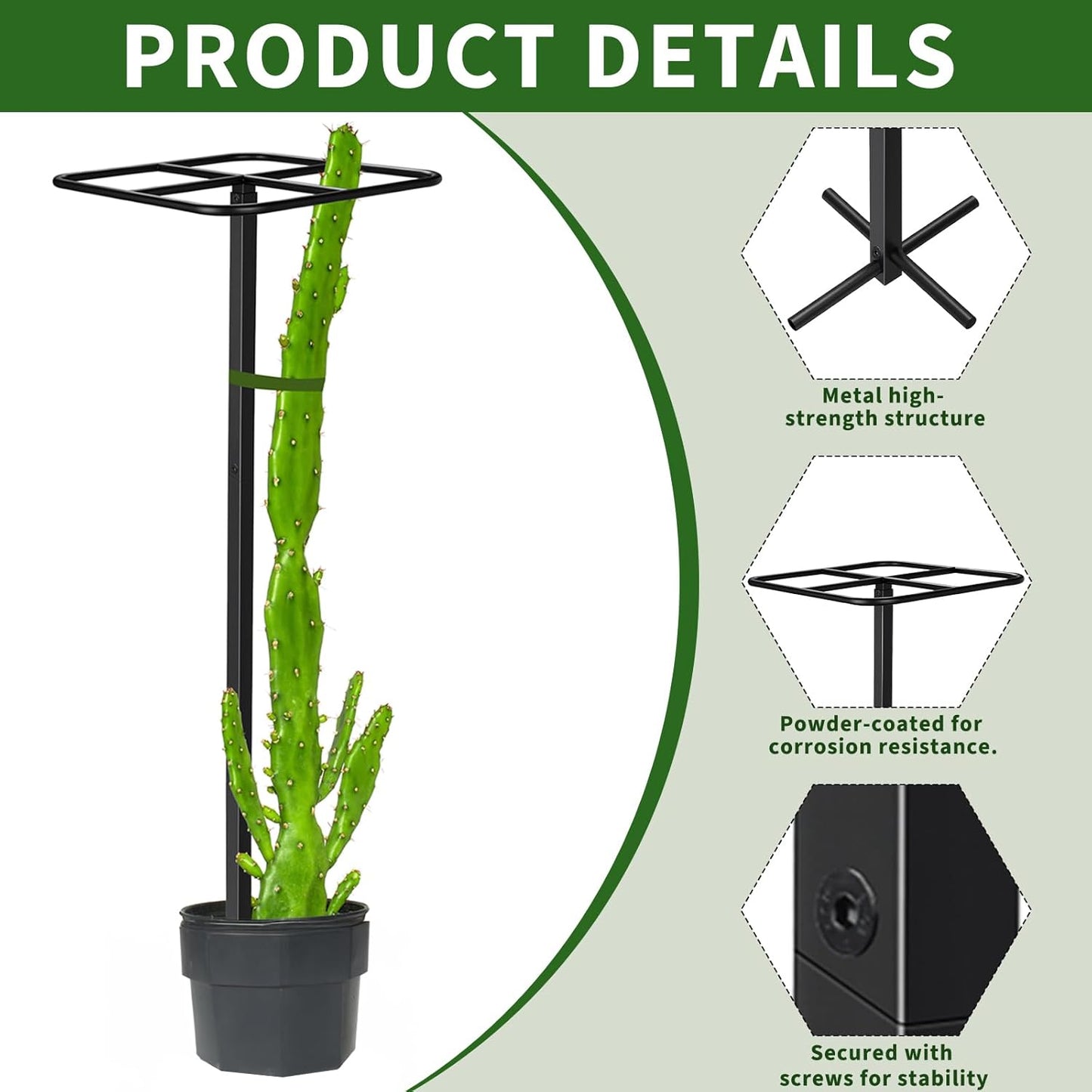 1 Pcs Adjustable Metal Dragon Fruit Plant Trellis 12" x 12" x 50" Durable Vertical Support Tower Plant Cage for Gardening Climbing Plants Trees Cactus Outdoor Garden, Installation Required