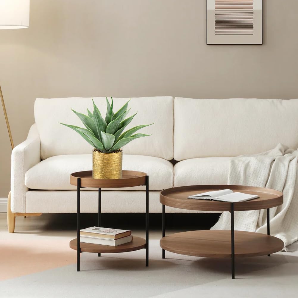 Large Faux Agave Plant Artificial Aloe Vera Plant Fake Succulent Plants in Pot Realistic Agave Plant Artificial Potted Plants for Home Living Room Table Office Desk Bathroom Indoor Decor(Brushed Gold)