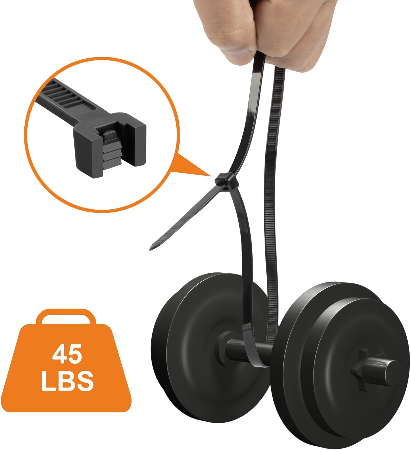 12 Inch Black Zip Ties (2000 Pack), 45 LBS Tensile Strength, Self-Locking Nylon PA66 UV Resistant Cable Ties for Indoor and Outdoor Use