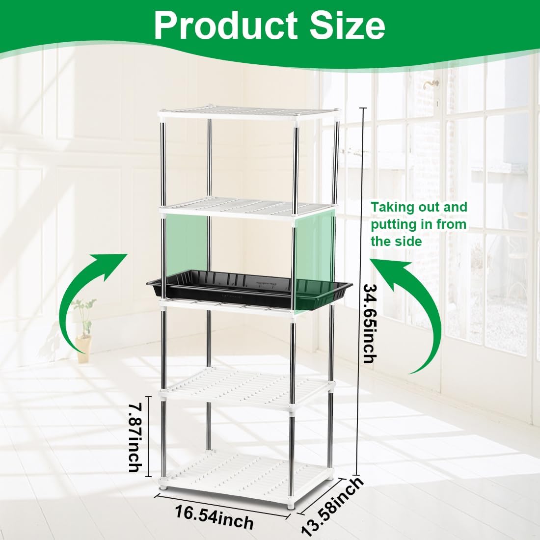 5 Layer Sprouting Tray Storage Shelf, Plant Shelf Nursery Pot Seeding Tray Container Shelves Indoor/Outdoor Plant Rack Holder (White)