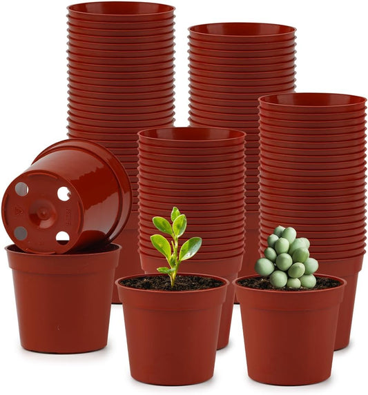 100-Pack 2.5 inches Plus Tiny Round Plant Pots Succulent Seedling Nursery Pots Made from Virgin Grade PP Material(Tiny, 68mm2.5 inch)