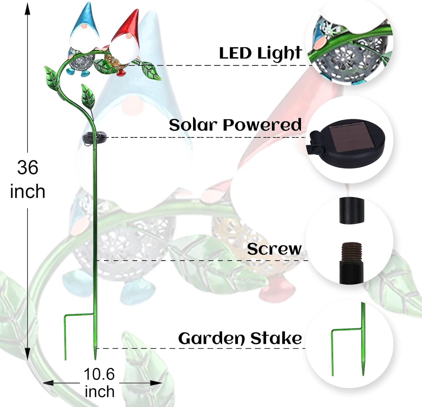 Bshine Outdoor Solar Garden Decor Fairy Man Light, Waterproof LED Metal Stake Yard Art for Backyard, Pathway, Lawn Ornaments, Gift for Mom