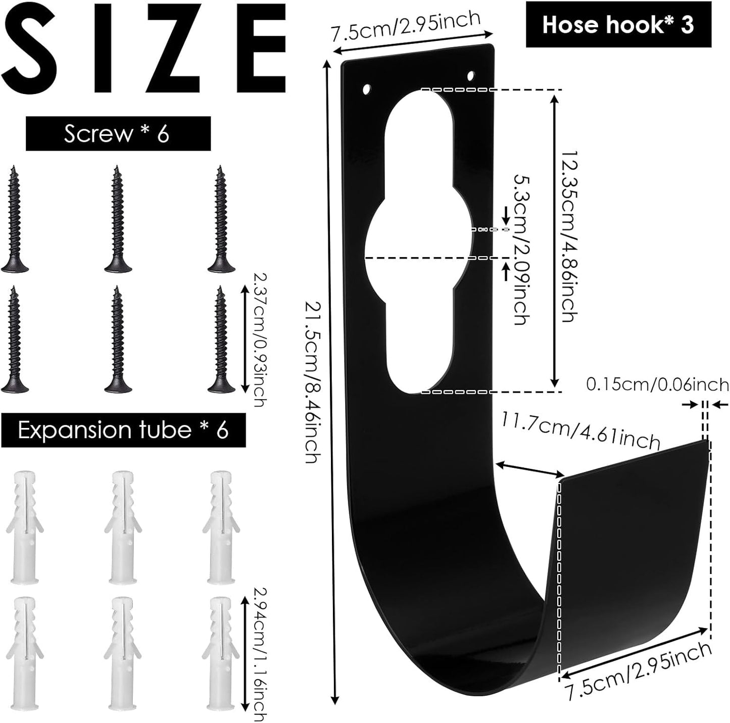 3Pcs Garden Hose Hanger Hook Carbon Steel Expandable Hose Holder Rack Wall Mounted Metal Faucet Hanger Hook for Garage Storage