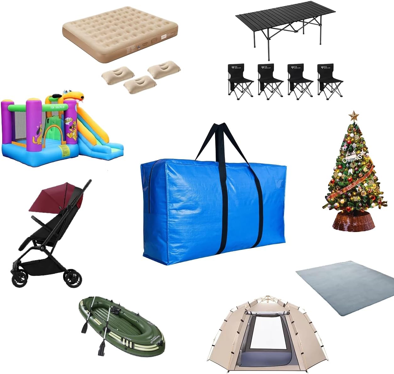 60 Gallon Extra Large Storage Bags Bins, Jumbo Moving Totes Storage Bags, Waterproof Foldable Big XXL Duffle Bag for Travel, 42x23x13.5inch