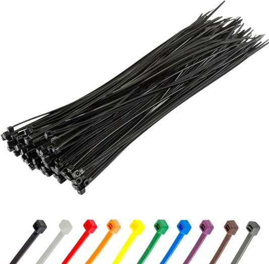 GTSE 8 Inch Black Zip Ties, 100 Pack, 40lb Strength, UV Resistant Strong Nylon Cable Ties, Self-Locking 8" Tie Wraps