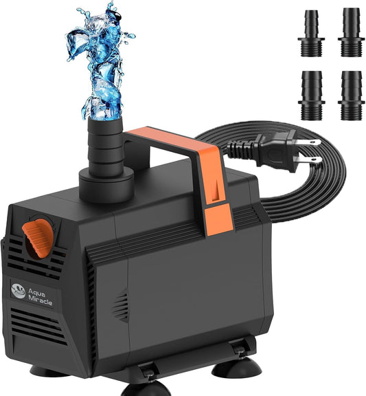 AquaMiracle 880GPH Submersible Water Pump Pond Pump(3330L/H, 45W), Water Fountain Pump Aquarium Water Pump with Flow Control for Fish Tank, Waterfall, Statuary, Filtration, Water feature, Hydroponics