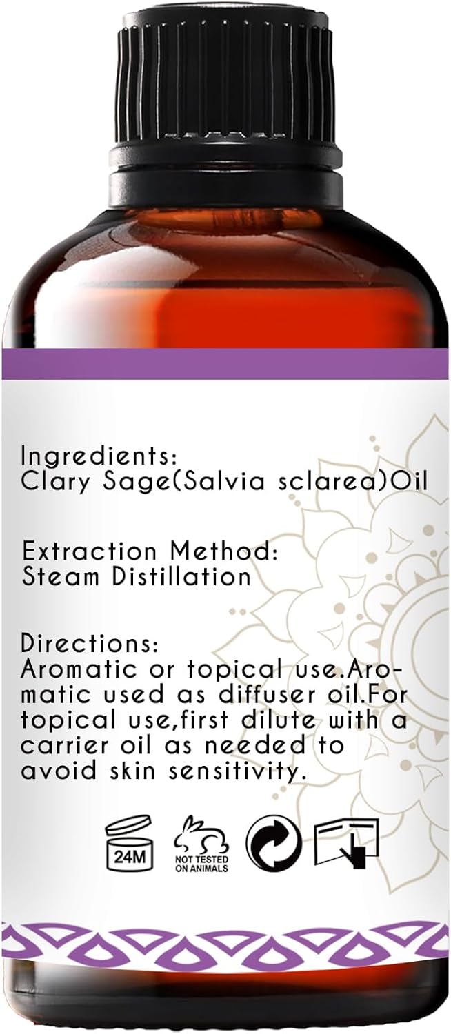Clary Sage Oil Essential Oil 1 Oz, 100 Pure Natural Sage Essential Oil for Diffuser Skin Hair