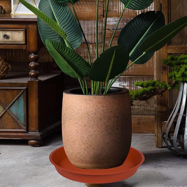 2 Pack of 18 19 inch Plant Saucer Tray (16.5 inch Base), 2.7" Depth, Heavy Duty Plastic Saucer 19" Round, Plant Tray for Pots, Flower Plant Saucers for Indoors (19 inch, Terracotta)