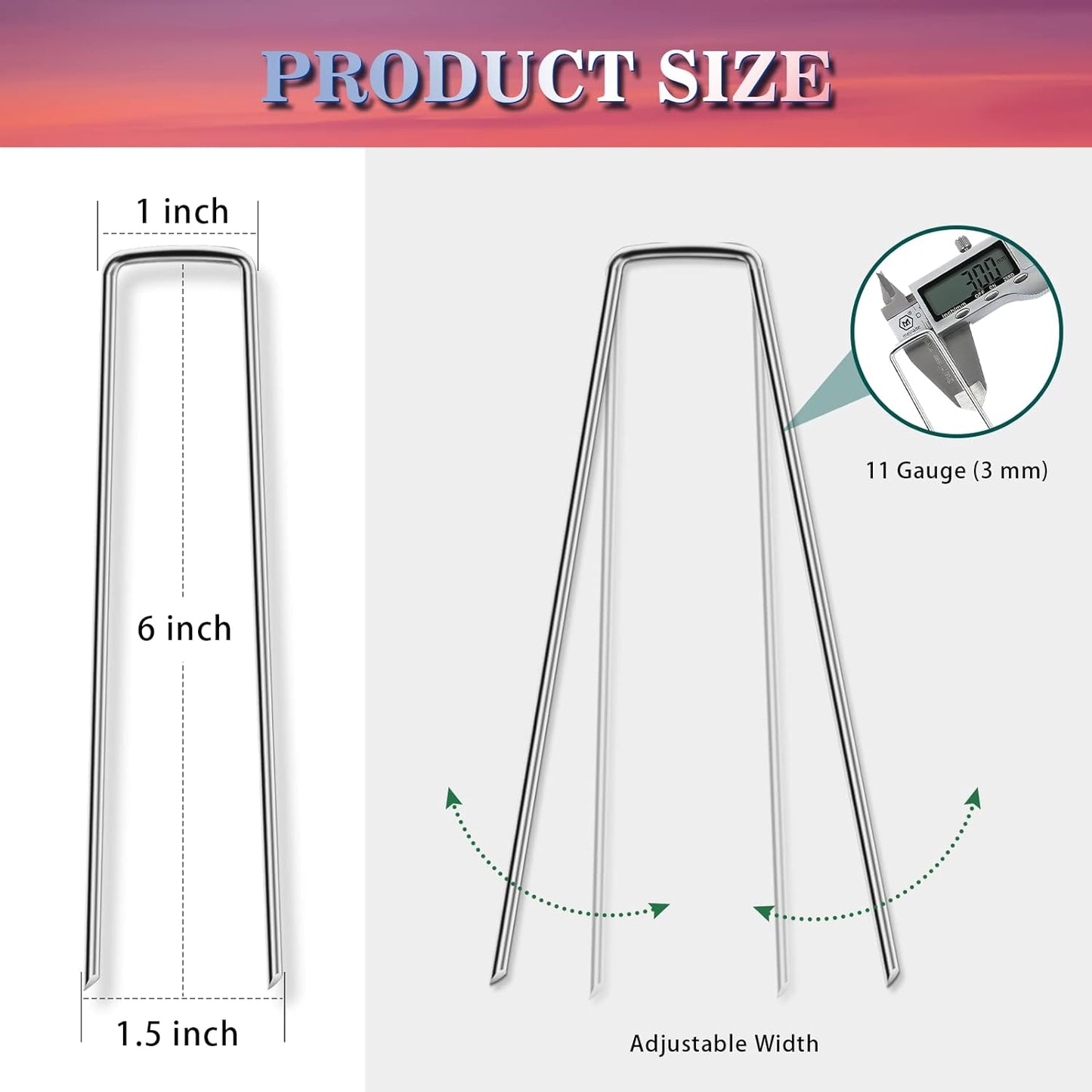 Gtongoko 500 Pack Galvanized Landscape Staples Garden Stakes Plant Cover Stakes 6 Inch 11 Gauge SOD Staples Ground Stakes for Landscaping Securing Weed Barrier Fabric