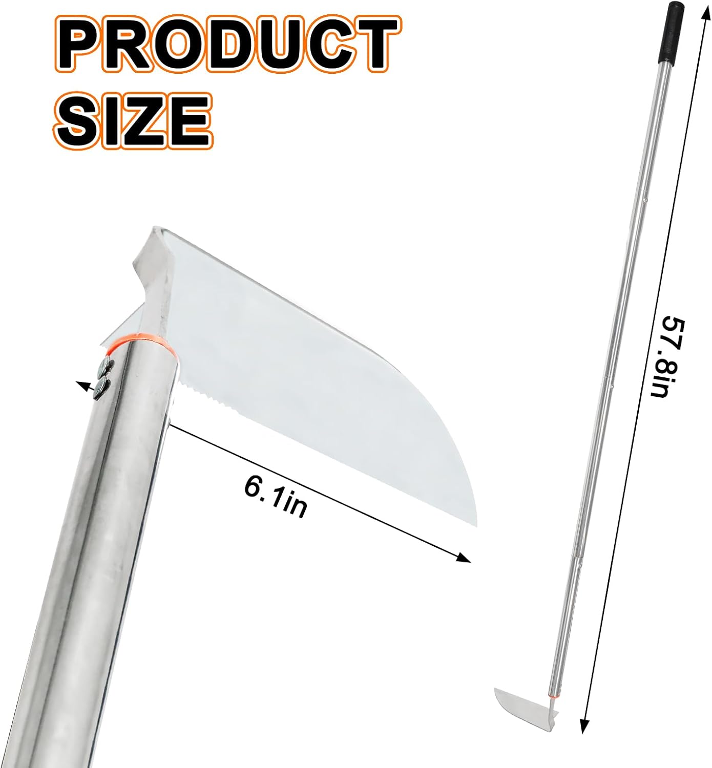 Japanese Weeding Sickle Hoe,Adjustable Long Handle Standing Hoe Graden Tool,Angular Weed Sickle Garden Tool,Action Hoe for Weeding and Planting