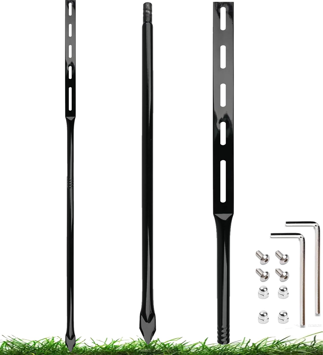 36 Inch Heavy Duty Metal Stakes for Yard Signs, Black, 2 Pack with Hardware, Outdoor Lawn Parking Event Ground Stakes